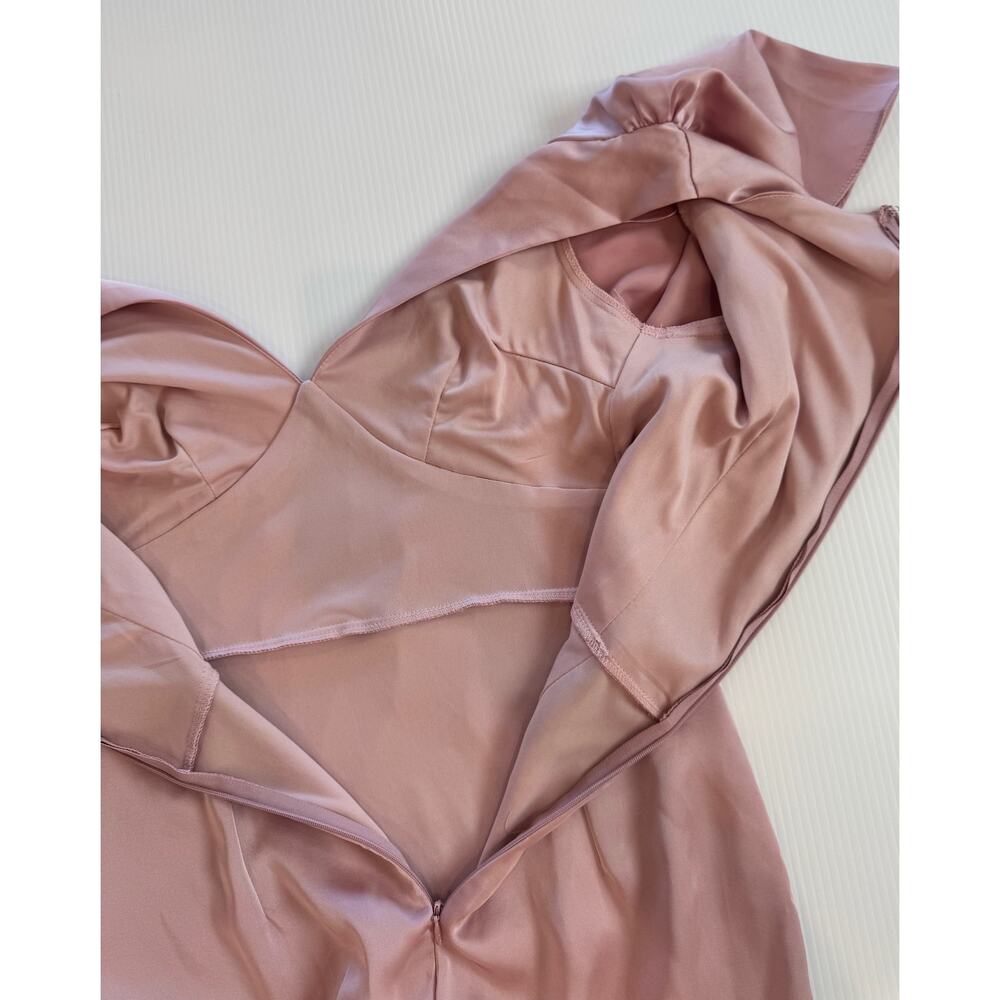 Lulus Eternal Bond Blush Satin Ruffled Flutter Sleeve Maxi Dress Small Pink - Picture 15 of 16